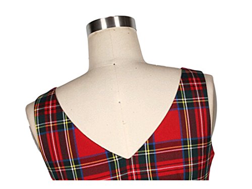 VKStar® Vintage Damen 1950s Audrey Hepburn britische Art Schwing Retro Rockabilly Plaid Abend-Partykleid Schleife - 5