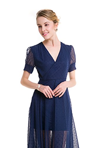 GWELL Vintage Damen Chiffon Maxikleid V-Ausschnitt Sommer Frühling Strandkleid Abendkleid Cocktailkleid Party XL -