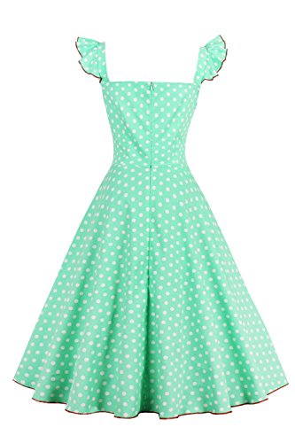 Babyonline – Damen 50er, 60er Vintage Kleid Petticoat Polka Dots Knielang Grün - 2