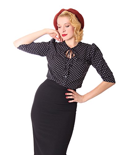 SugarShock Peppina Rockabilly 50s Pin Up retro Polka Dots Shirt 3/4 Arm Bluse - 