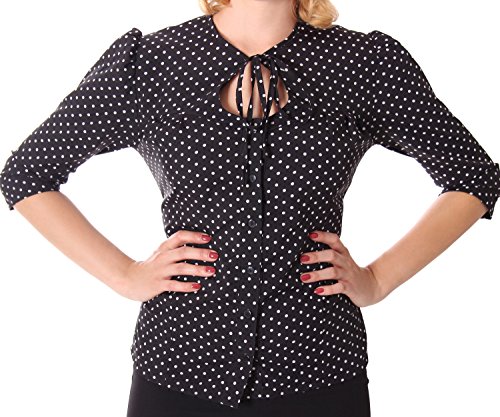 SugarShock Peppina Rockabilly 50s Pin Up retro Polka Dots Shirt 3/4 Arm Bluse - 