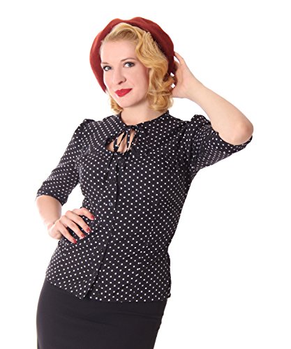 SugarShock Peppina Rockabilly 50s Pin Up retro Polka Dots Shirt 3/4 Arm Bluse - 