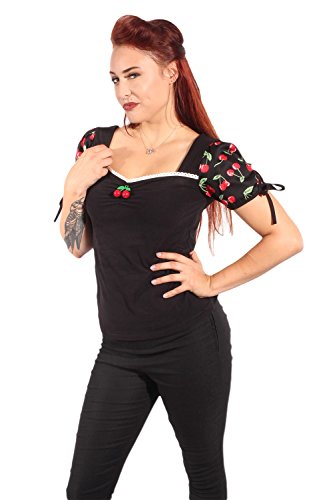 fifties rockabilly Cherry Puffärmel Kirschen Carmen T-Shirt - 