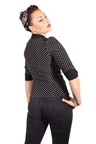 Fifties Polka Dots Rockabilly Puffarm Bubikragen Punkte 3/4arm Bluse S - 