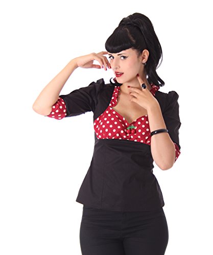 SugarShock Madita Rockabilly 50er Pin Up retro Polka Dots 3/4 Arm Bluse - 2