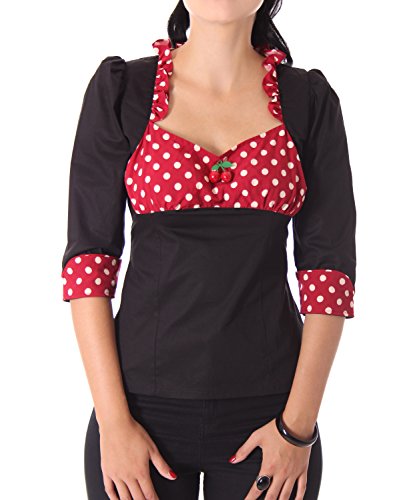 SugarShock Madita Rockabilly 50er Pin Up retro Polka Dots 3/4 Arm Bluse - 3