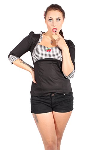 GINGHAM Ruffle Rockabilly pin up Karo Rüschen Kirsche Bluse - 3