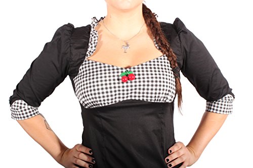 GINGHAM Ruffle Rockabilly pin up Karo Rüschen Kirsche Bluse - 5