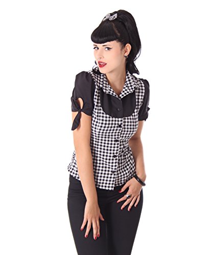 SugarShock Emma Rockabilly 50er Pin Up retro Gingham kurzarm Puffärmel Bluse - 