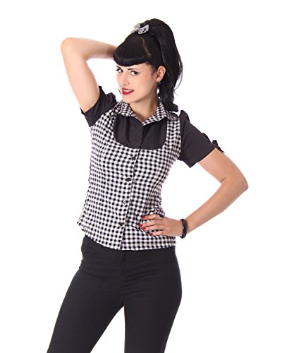SugarShock Emma Rockabilly 50er Pin Up retro Gingham kurzarm Puffärmel Bluse - 