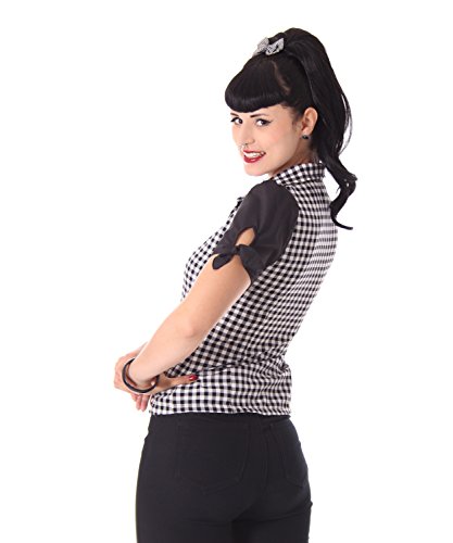 SugarShock Emma Rockabilly 50er Pin Up retro Gingham kurzarm Puffärmel Bluse - 