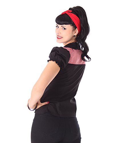 SugarShock Kaja Rockabilly 50er Pin Up retro Gingham Karo Bubikragen Bluse - 