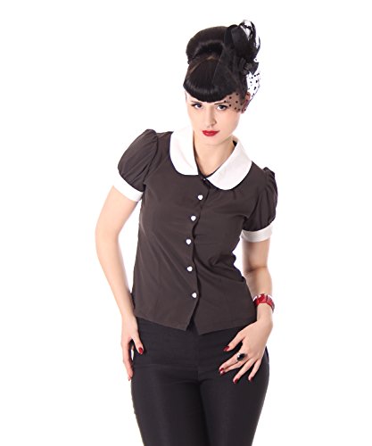 SugarShock Iffi 50er retro Bubikragen French Maid Rockabilly Puffärmel Bluse - 