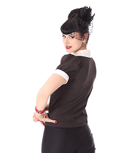 SugarShock Iffi 50er retro Bubikragen French Maid Rockabilly Puffärmel Bluse - 