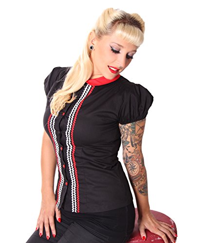 SugarShock Luyanda 50er retro vintage Puffärmel Rockabilly Bubikragen Bluse