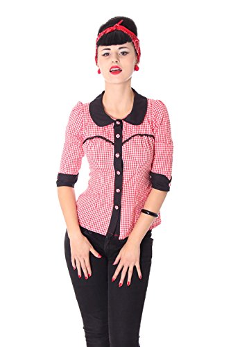 SugarShock Raquel Rockabilly 50er Pin Up retro Gingham 3/4 Arm Bluse kariert