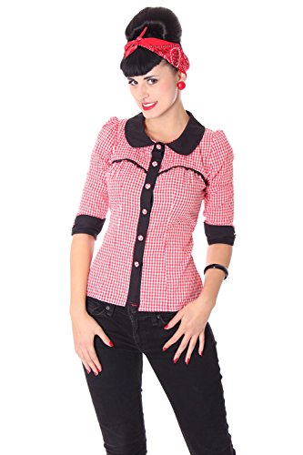 SugarShock Raquel Rockabilly 50er Pin Up retro Gingham 3/4 Arm Bluse kariert - 2