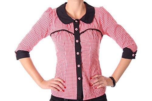 SugarShock Raquel Rockabilly 50er Pin Up retro Gingham 3/4 Arm Bluse kariert - 4