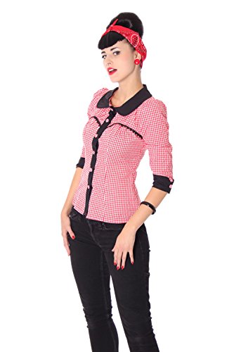 SugarShock Raquel Rockabilly 50er Pin Up retro Gingham 3/4 Arm Bluse kariert - 6