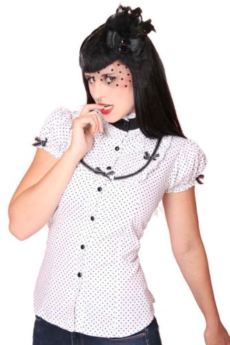 SugarShock 50er retro Polka Dots Stehkragen Bluse Rockabilly Pin Up - 2