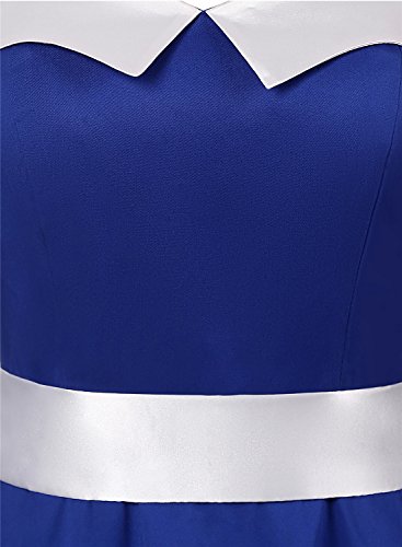 Dressystar Vintage Tupfen Retro Cocktail Abschlussball Kleider 50er 60er Rockabilly Neckholder Royal Blau mit Weiß S - 
