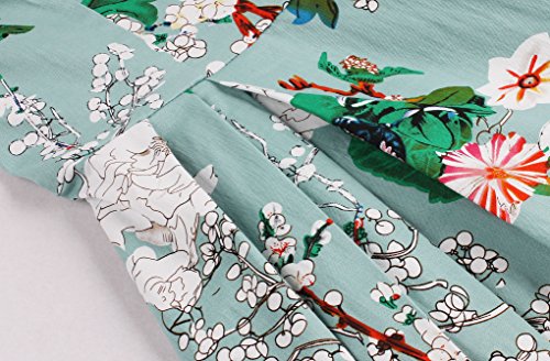 IMUYI Frauen 1950s Kurzarm Blumen Vintage Rockabilly Swing Cocktailkleid - 