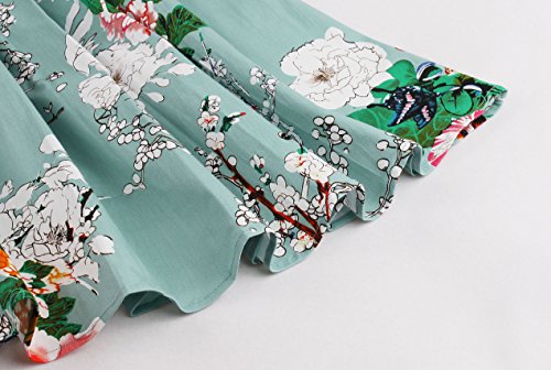 IMUYI Frauen 1950s Kurzarm Blumen Vintage Rockabilly Swing Cocktailkleid - 