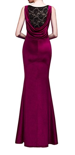 Smile YKK Hinten Spitze Damen Sexy Sommer Anlasses Abendkleid Maxikleid Magenta