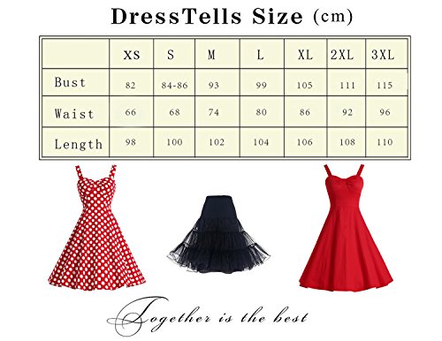 Dresstells Schultergurt 1950er Retro Schwingen Pinup Rockabilly Kleid Faltenrock Red White Dot L - 