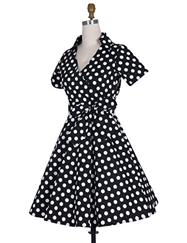 Dresstells Rockabilly Kleid 1950er Retro Polka Dots Kurz Faltenrock Petticoat Cocktailkleid Royalblue M - 