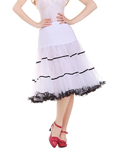 Dresstells 50s Petticoat Reifrock Unterrock Petticoat Underskirt Crinoline für Rockabilly Kleid White Black - 2