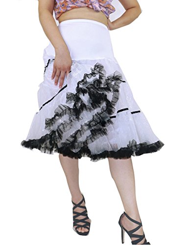 Dresstells 50s Petticoat Reifrock Unterrock Petticoat Underskirt Crinoline für Rockabilly Kleid White Black - 3