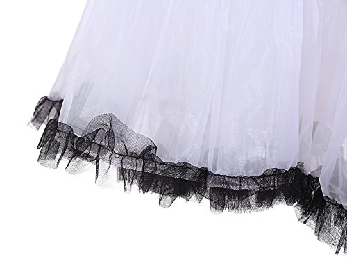 Dresstells 50s Petticoat Reifrock Unterrock Petticoat Underskirt Crinoline für Rockabilly Kleid White Black - 7