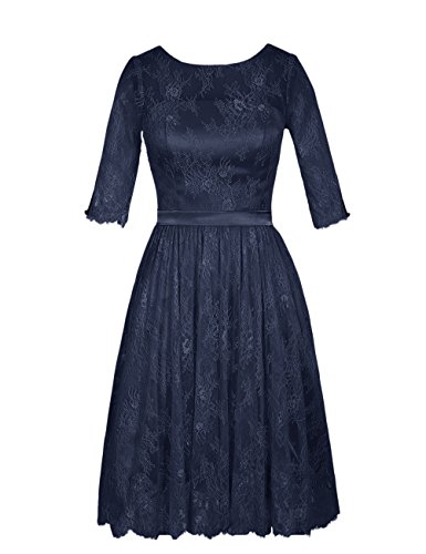 Dresstells Damen 1/2 Ärmel Homecoming Kleider Brautjungfernkleider Mit Spitze Marineblau Größe 40