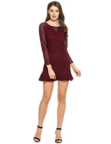 Damen Kleid Abendkleid Partykleid Cocktailkleid Brautjungfer Elegant Langarm Knielang Party Polyester - 4