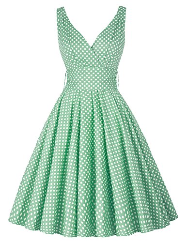 Vintage kleid 50s Damen Faltenrock Picknick kleid Polka Dots Sommerkleid