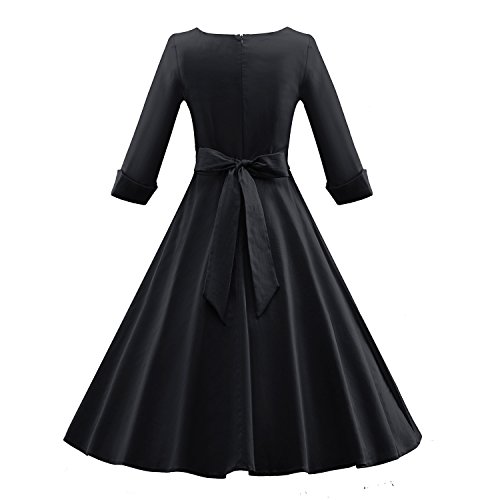 iLover Frauen Vintage 1950er halbe Hülsen Weinlese Großes Hem Rockabilly Swing Kleid - 3