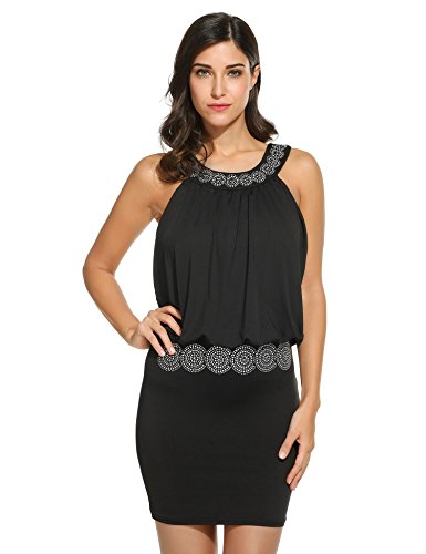 ANGVNS Damen Etuikleid Schulterfrei Cocktailkleid ärmellos Festliche Kleider Bodycon Kleid mit Strass