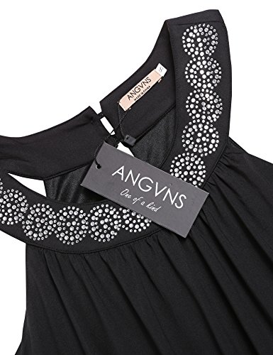 ANGVNS Damen Etuikleid Schulterfrei Cocktailkleid ärmellos Festliche Kleider Bodycon Kleid mit Strass - 