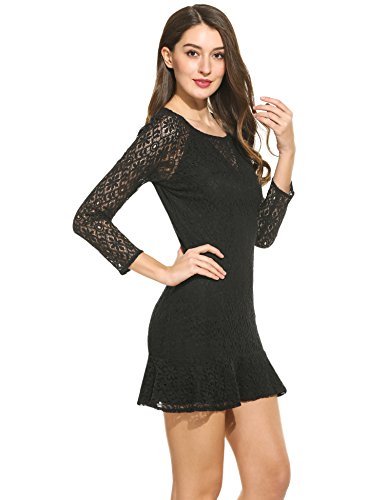ANGVNS Damen Kleid Abendkleid Partykleid Cocktailkleid Brautjungfer Elegant Langarm Knielang Party Polyester - 3