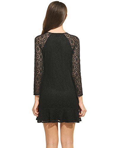 ANGVNS Damen Kleid Abendkleid Partykleid Cocktailkleid Brautjungfer Elegant Langarm Knielang Party Polyester - 4