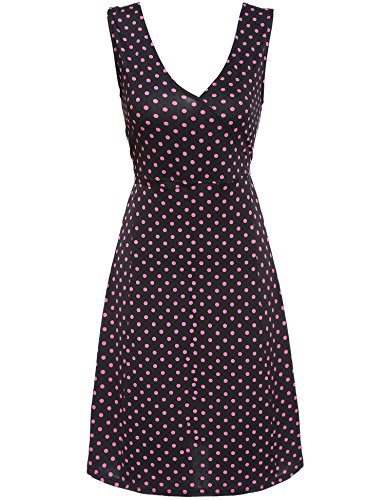 ANGVNS Damen V-Ausschnitt Wickelkleid 50er Vintage Kleid Polka Dots Sommerkleid Knielang - 