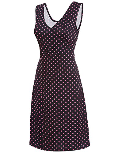 ANGVNS Damen V-Ausschnitt Wickelkleid 50er Vintage Kleid Polka Dots Sommerkleid Knielang - 