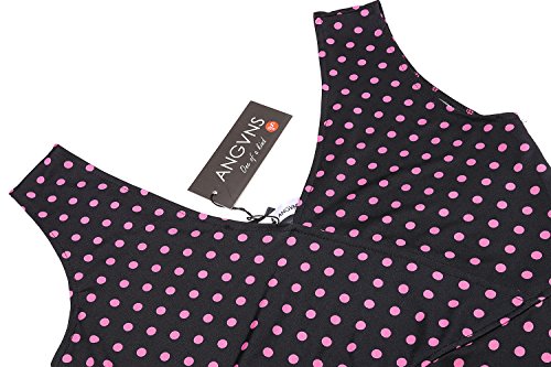 ANGVNS Damen V-Ausschnitt Wickelkleid 50er Vintage Kleid Polka Dots Sommerkleid Knielang - 