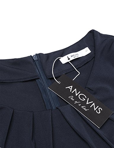 ANGVNS Damen Etuikleid Bleistiftkleid Rundhalsausschnitt Langarm mit Metallgürtel Cocktailkleid Partykleid Ballkleid Business Schwarz Grün Marineblau S-XXL -
