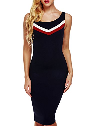 ANGVNS U-ausscnitt Damen Ärmellos Kleider Bodycon Beleistiftkleid Pencil Etuikleid kleid Knielang Ärmellos