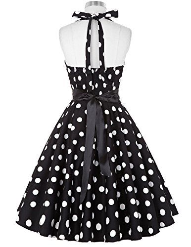 Damen Polka Dots Sommmerkleid Knielang Cocktailkleid - 2