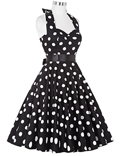 Damen Polka Dots Sommmerkleid Knielang Cocktailkleid - 5