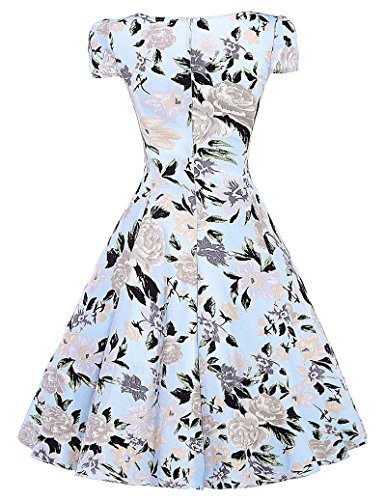 Klassische Vintage Rockabilly kleid Picknick Kleid Partykleid Mit Blumenmuster XL BP007-1 -