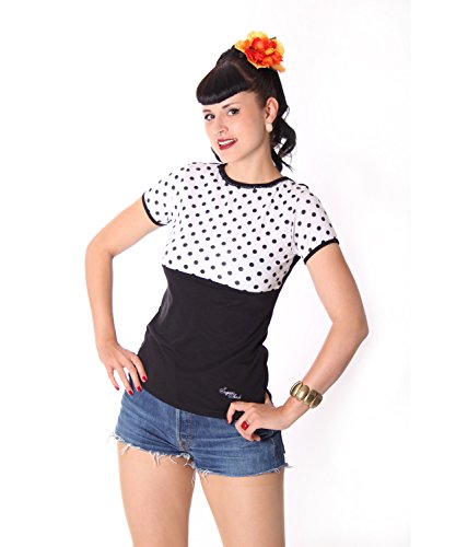 SugarShock Penny Pin Up 50s retro Polka Dots Rockabilly Puffärmel Shirt Rückenfrei -